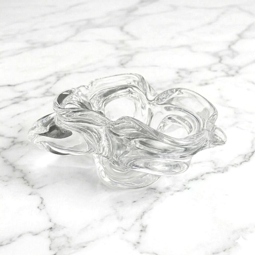 Art Vannes Lead Crystal Bowl: Mid-Century Modern Organic Splash Design France